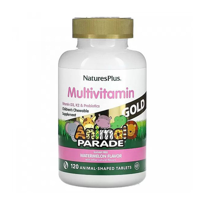 Уцінка! Мультивітаміни для дітей NaturesPlus Animal Parade Gold зі смаком кавуна, 120 жувальних таблеток